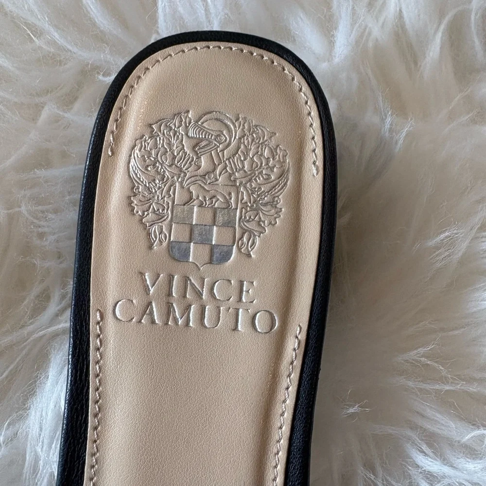 Vince Camuto Black Woven Leather Mules Size 7.5 - Picture 3 of 5